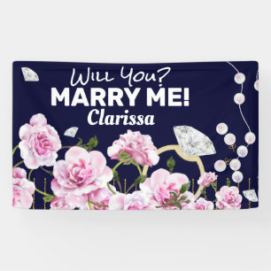 Marry Me Diamond Floral Banner