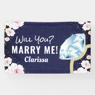Marry Me Diamond Floral Banner