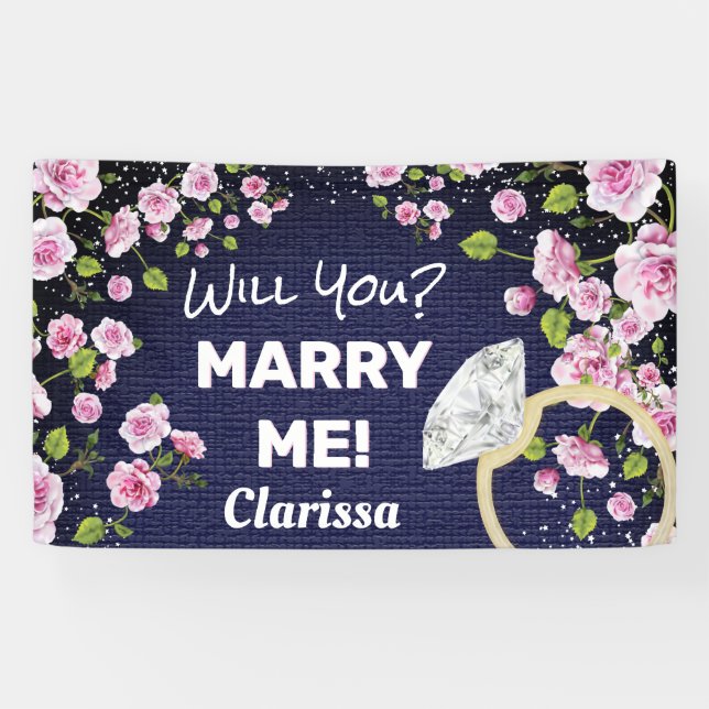 Marry Me Diamond Floral Banner (Horizontal)