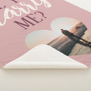 'Marry Me' Dusty Rose, Burgundy & Cream Photo Gift Sherpa Blanket