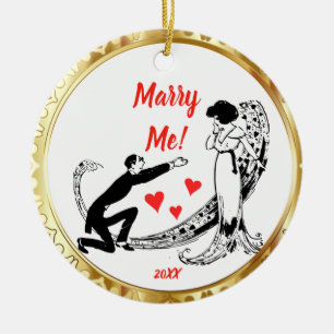 Marry Me Personalised Plate Ceramic Tree Decoration