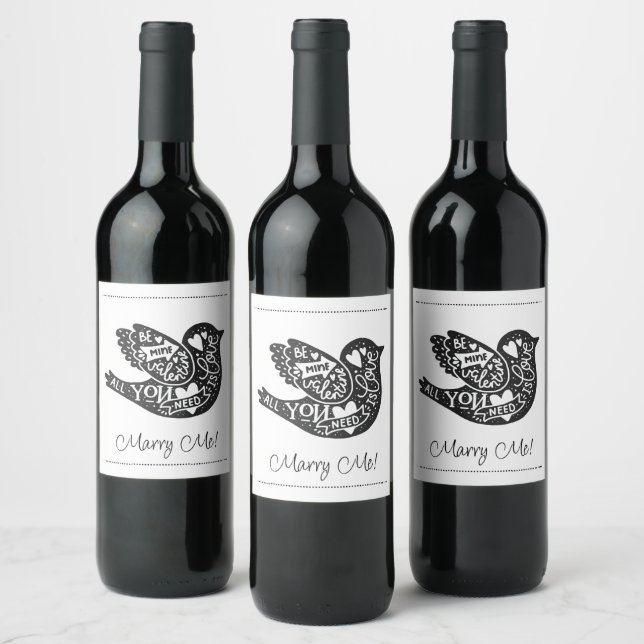 Marry Me Valentine's Wine Label (Bottles)