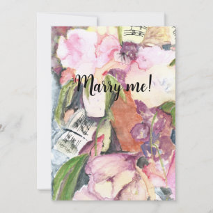 Marry me Watercolor floral music agenda Invitation