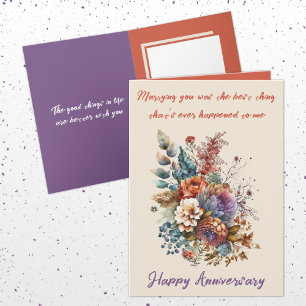Marrying you flowers orange wife anniversary card
