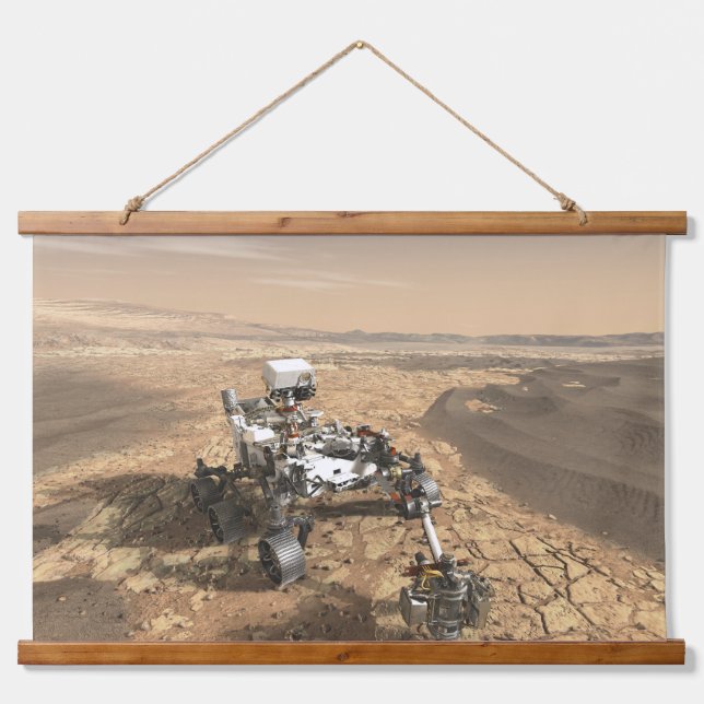 Mars 2020 Rover On The Surface Of Mars. Hanging Tapestry (Front)
