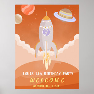Mars astronaut boy themed birthday Party Poster