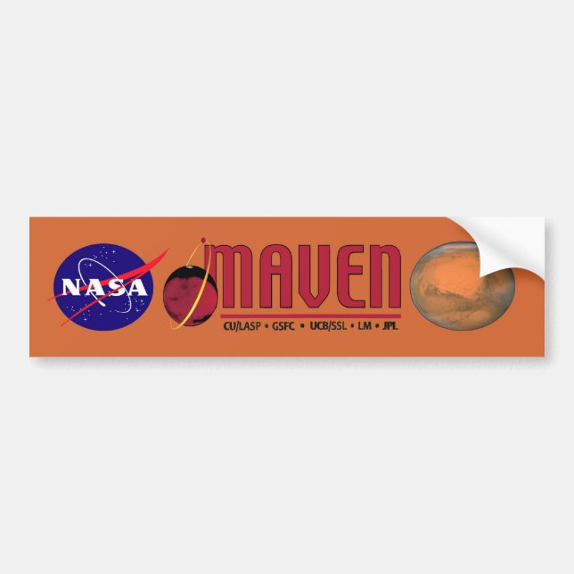 Mars Atmosphere and Volatile EvolutioN (MAVEN) Bumper Sticker (Front)