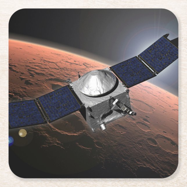 Mars Atmosphere And Volatile Evolution Mission. Square Paper Coaster (Front)