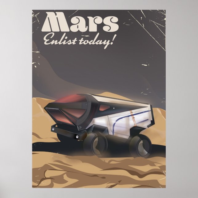 Mars, Enlist today! Retro Military space poster (Front)