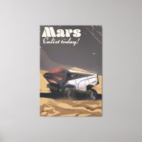 Mars, Enlist today! Retro Military space poster
