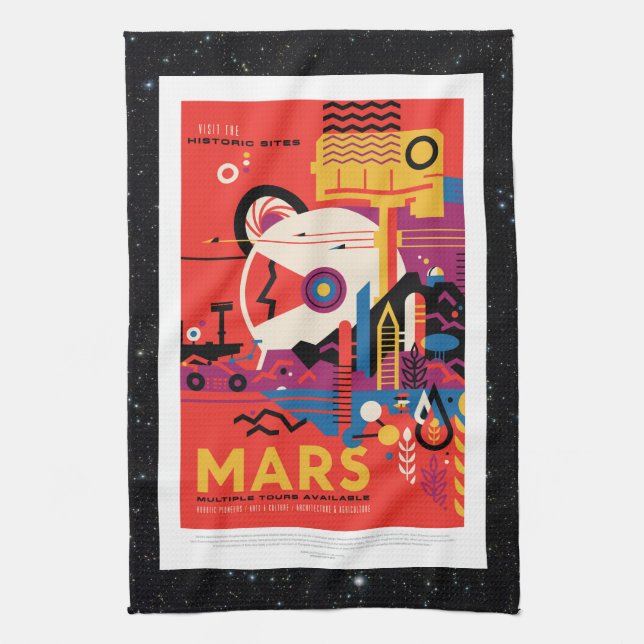 Mars Historic Sight vacation advert space tourism Tea Towel (Vertical)