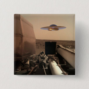 Mars InSight Alien UFO Saucer Encounter 15 Cm Square Badge