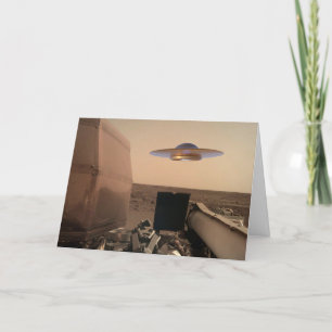 Mars InSight Alien UFO Saucer Encounter Holiday Card