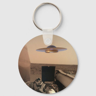 Mars InSight Alien UFO Saucer Encounter Key Ring