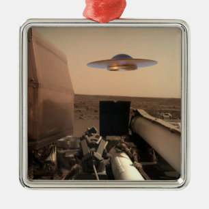 Mars InSight Alien UFO Saucer Encounter Metal Tree Decoration