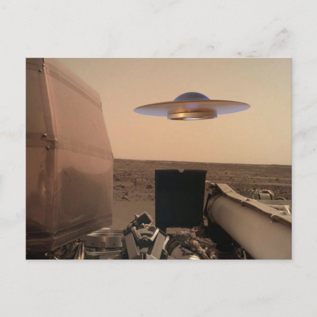 Mars InSight Alien UFO Saucer Encounter Postcard (Front)