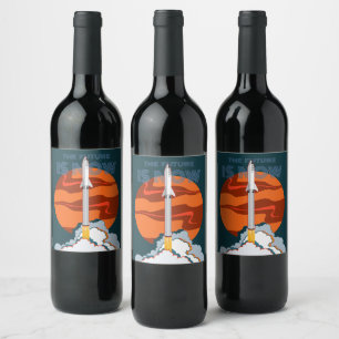 Mars Landing Rocket Wine Label