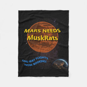 Mars Needs Muskrats Sticker  Fleece Blanket