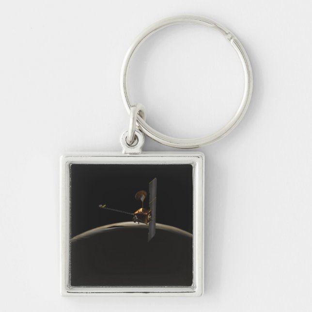 Mars Odyssey spacecraft over martian sunrise Key Ring (Front)