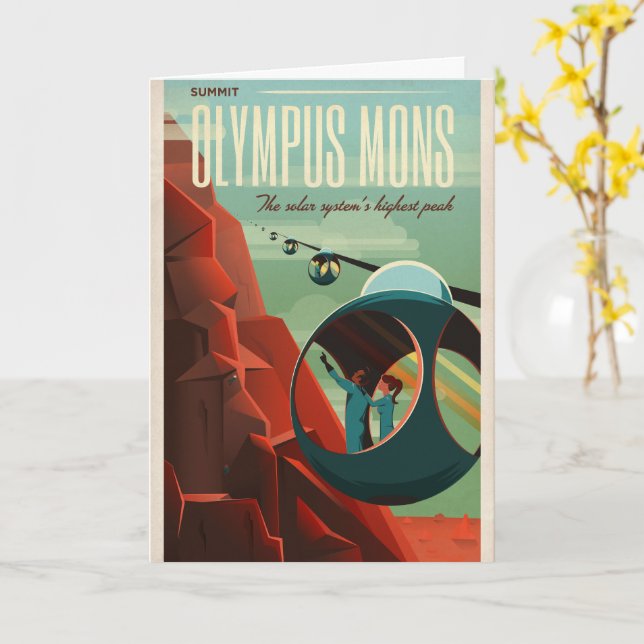 Mars Olympus Mons Highest Volcano Solar System Card (Yellow Flower)