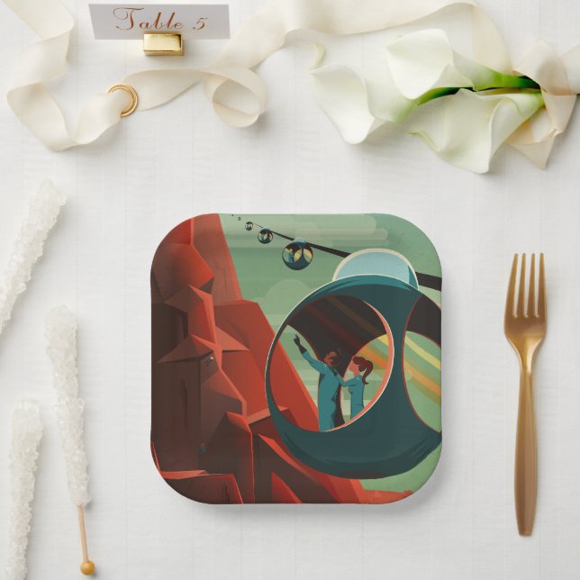 Mars Olympus Mons Highest Volcano Solar System Paper Plate (Wedding)