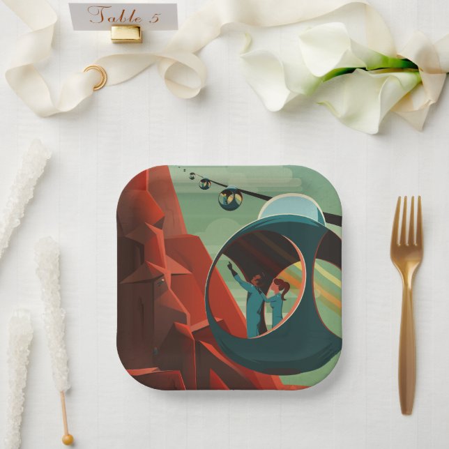 Mars Olympus Mons Highest Volcano Solar System Paper Plate (Wedding)