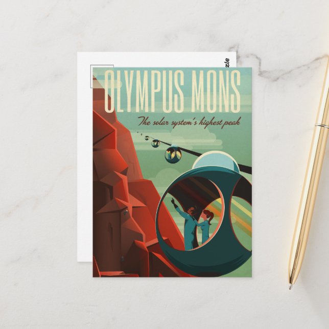 Mars Olympus Mons Highest Volcano Solar System Postcard (Front/Back In Situ)