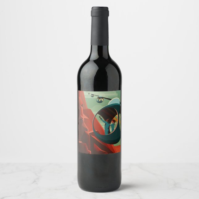 Mars Olympus Mons Highest Volcano Solar System Wine Label (Front)