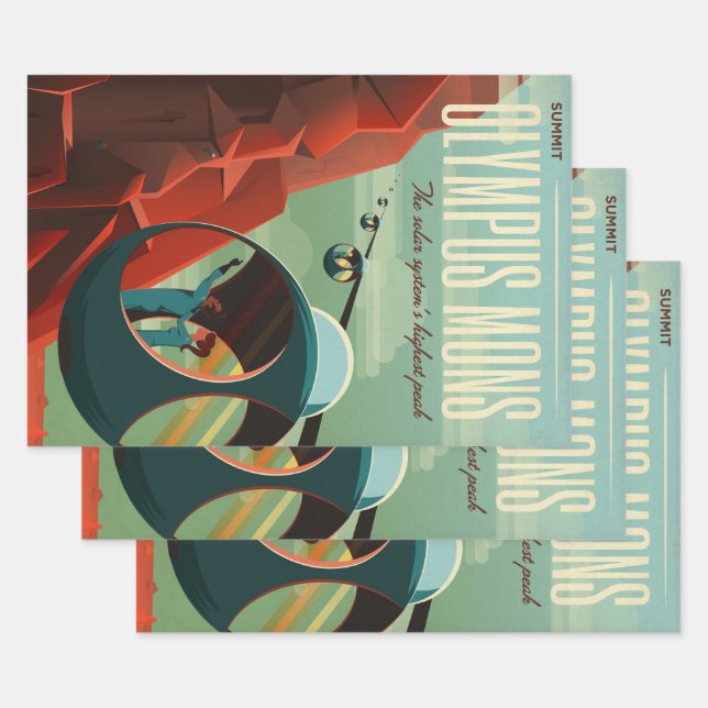 Mars Olympus Mons Highest Volcano Solar System Wrapping Paper Sheet (Set)