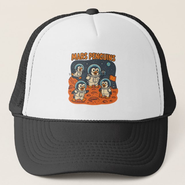 Mars Penguins  funny animal space series! Trucker Hat (Front)