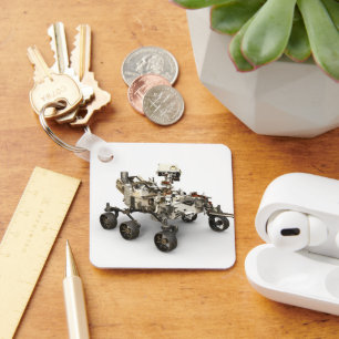 Mars Perseverance Rover On White Background. Key Ring