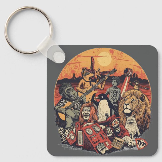 Mars Pop Party Animals – Fun Music & Space Culture Key Ring (Front)