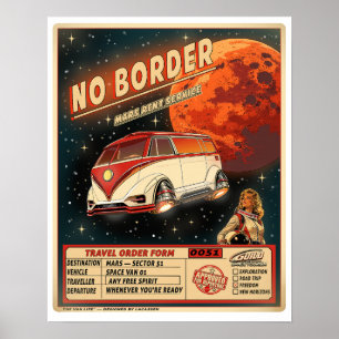 Mars Rent Service Retro Sci-Fi Space Poster