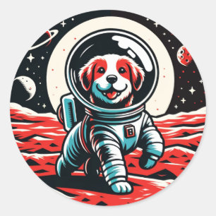 Mars Rover Pup Classic Round Sticker
