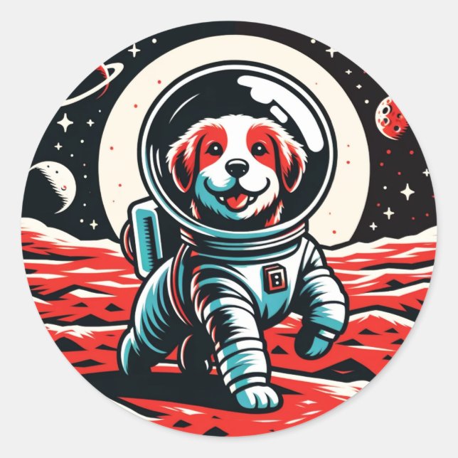 Mars Rover Pup Classic Round Sticker (Front)