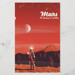 Mars Science fiction vintage travel poster Stationery