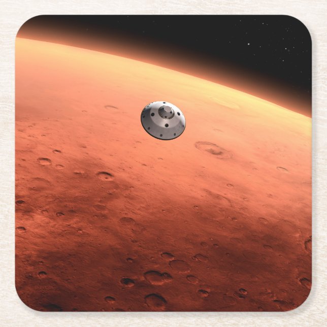 Mars Science Laboratory Approaching Mars. Square Paper Coaster (Front)