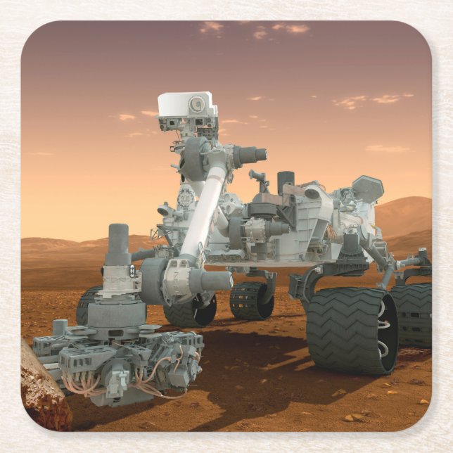 Mars Science Laboratory Curiosity Rover. 4 Square Paper Coaster (Front)