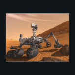 Mars Science Laboratory Curiosity Rover. Postcard<br><div class="desc">Artist concept of Mars Science Laboratory Curiosity rover, a mobile robot for investigating Mars' past or present ability to sustain microbial life. In this picture, the rover examines a rock on Mars with a set of tools at the end of the rover's arm, which extends about 7 feet. Two instruments...</div>