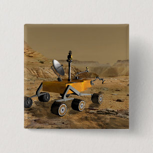 Mars Science Laboratory travels near a canyon 15 Cm Square Badge