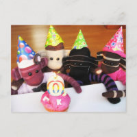 Mars Sock Monkey Post Card - Birthday