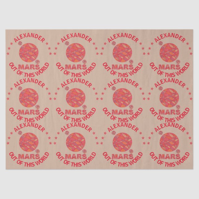 Mars The Red Planet Space Geek Solar System Fun Tissue Paper (Front)