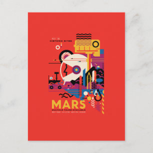 Mars Travel Poster, Tourist, Planet, Astronomy Postcard