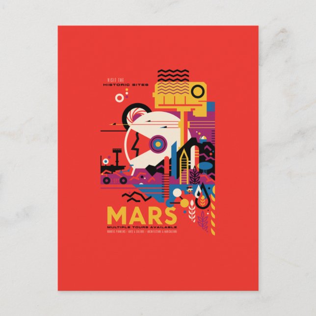 Mars Travel Poster, Tourist, Planet, Astronomy Postcard (Front)