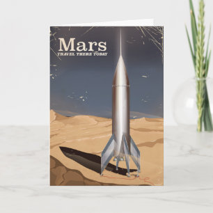 Mars - travel there today vintage travel poster holiday card