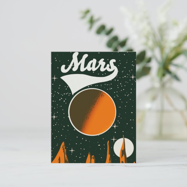 Mars vintage space art holiday postcard (Standing Front)