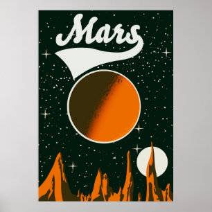 Mars vintage space art poster