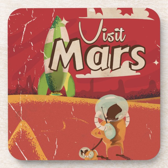 Mars Vintage Travel Poster Coaster (Front)