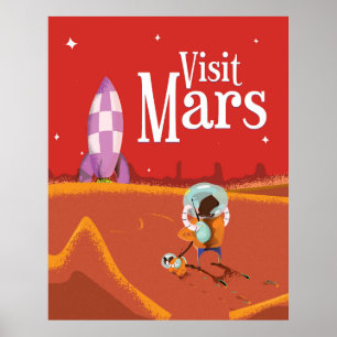 Mars Voyage vintage travel poster