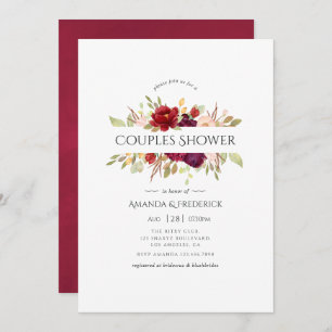 Marsala and Blush Floral Couples Shower Invitation